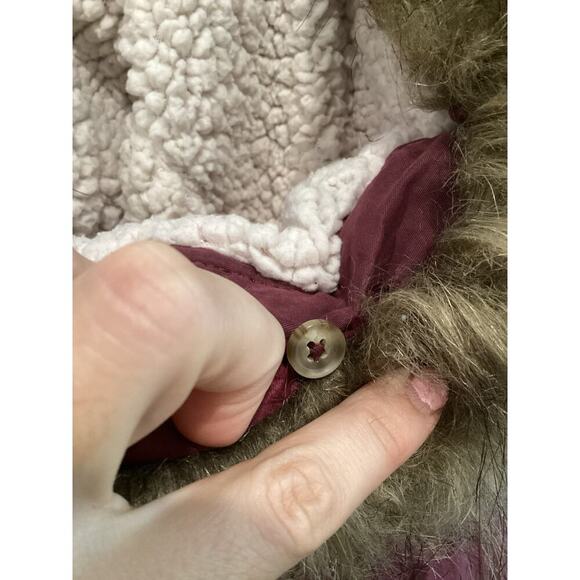 Abercrombie & Fitch Womens Parka Jacket Size Small Coat Burgundy Sherpa Preppy - Picture 13 of 13